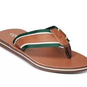 Ralph Lauren Polo vintage bolt brown and green flip flops  size 12D